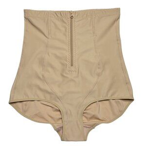 Shapewear Body Shaper Womens 2XL Beige Nude High Waist Tummy Control Zip Ruched